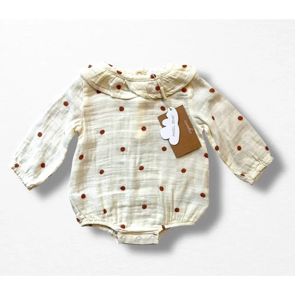 NWT Angel Dear Organic Muslin Ruffle Bodysuit, 0-3 Months